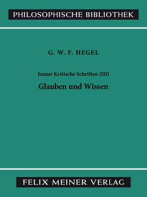 cover image of Jenaer Kritische Schriften (III)